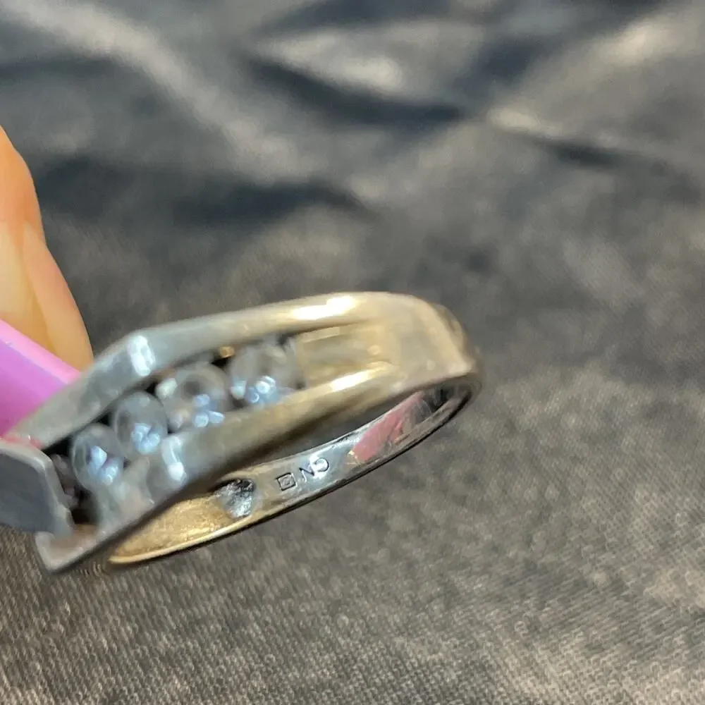 Vintage CN 925 Sterling Silver Channel Set Cubic Zirconia Signet Ring Sz 11